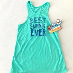 Angel beach graphic green tank top Large